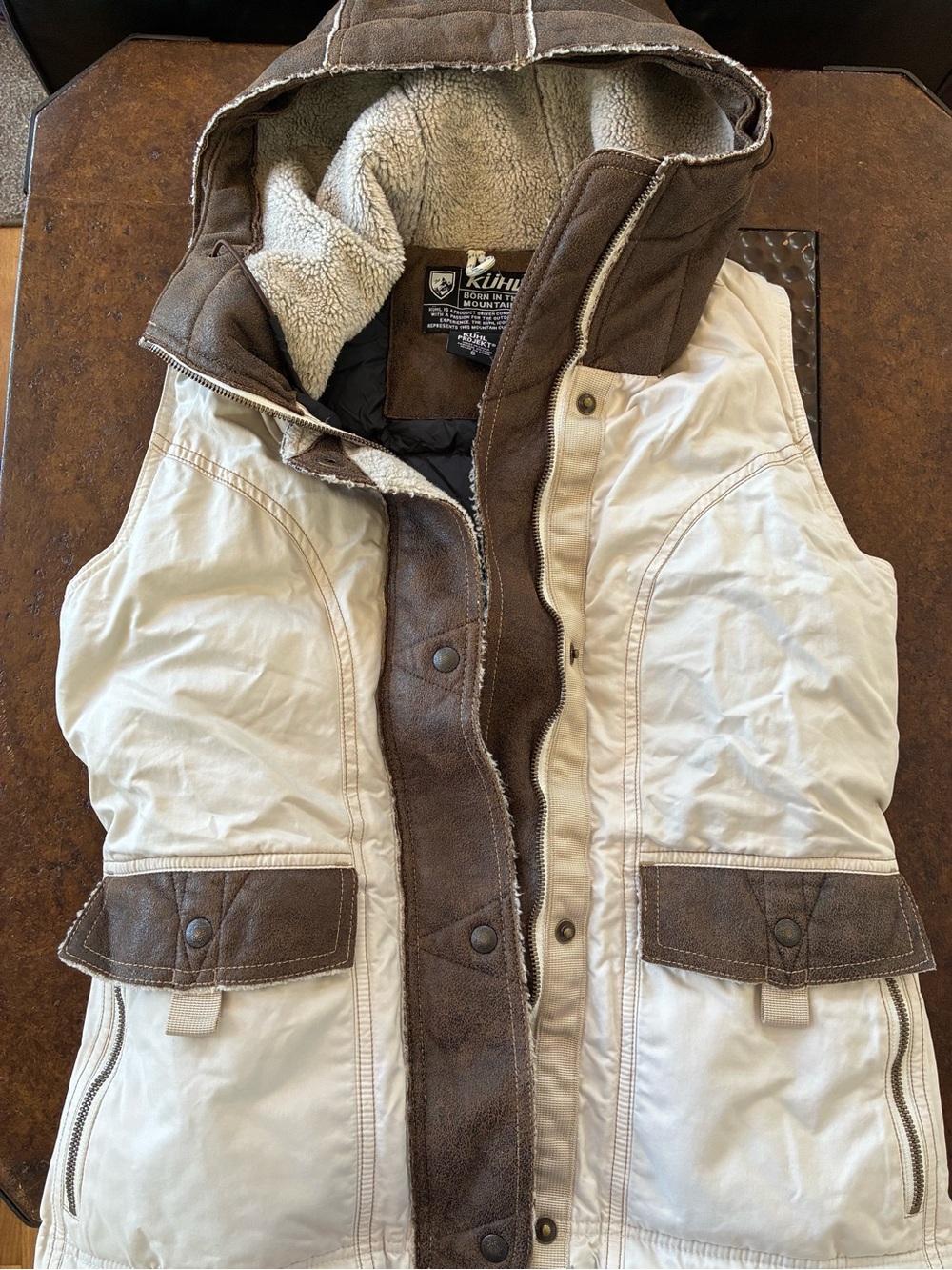KUHL Women's Two-Tone Cream & Brown Insulated Vest